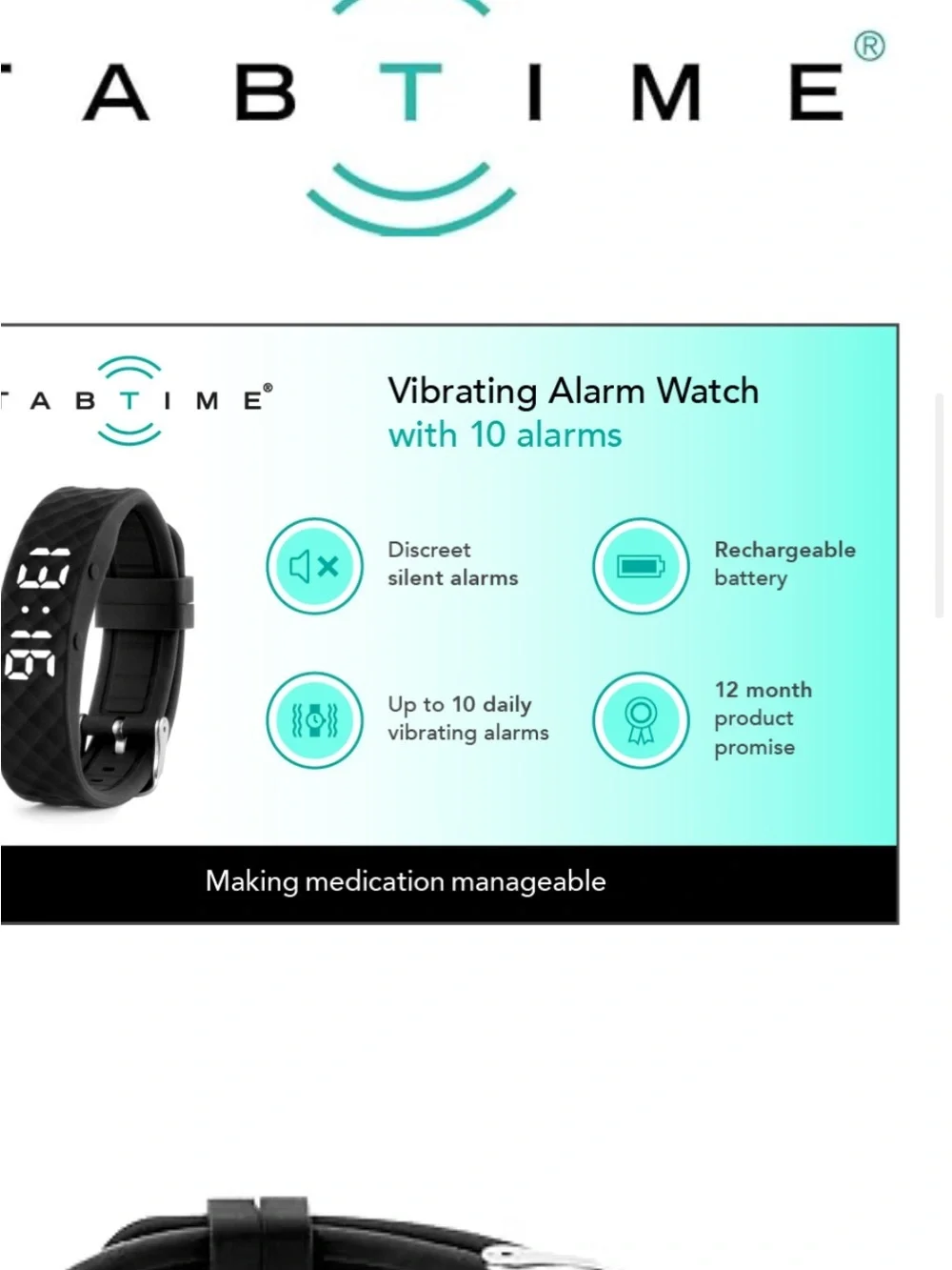 Tabtime Vibrating Reminder Watch up to 10 Personal Alarms Reminders per Day S